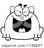 Poster, Art Print Of Black And White Chubby Evil Pig