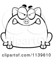 Poster, Art Print Of Black And White Chubby Mad Pig