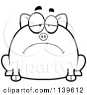 Poster, Art Print Of Black And White Chubby Depressed Pig