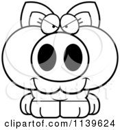 Cartoon Clipart Of A Black And White Sly Piglet Vector Outlined Coloring Page
