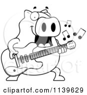 Poster, Art Print Of Black And White Chubby Pig Guitarist