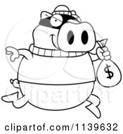 Poster, Art Print Of Black And White Pig Robbing A Bank