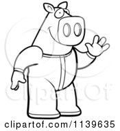 Poster, Art Print Of Black And White Waving Pig In Footie Pajamas