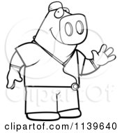 Poster, Art Print Of Black And White Pig Surgeon Doctor In Scrubs