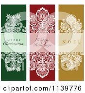 Green Red And Gold Ornate Damask Christmas Greetings