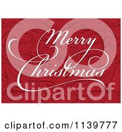 White Merry Christmas Greeting Text On Red With Swirls