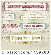 Poster, Art Print Of Retro Christmas And New Year Greeting Banners And Signs On Grunge