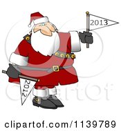 Poster, Art Print Of Santa Putting Down A Year 2012 Flag And Holding Up A Year 2013 Flag