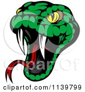 Clipart Of A Biting Green Viper Snake Royalty Free Vector Illustration by Vector Tradition SM