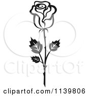 Clipart Of A Black And White Rose Flower 18 Royalty Free Vector Illustration