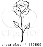 Clipart Of A Black And White Rose Flower 20 Royalty Free Vector Illustration
