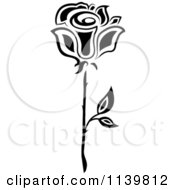 Clipart Of A Black And White Rose Flower 23 Royalty Free Vector Illustration