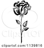 Clipart Of A Black And White Rose Flower 27 Royalty Free Vector Illustration