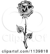 Clipart Of A Black And White Rose Flower 29 Royalty Free Vector Illustration