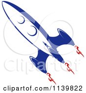 Poster, Art Print Of Retro Blue Space Shuttle Rocket 1
