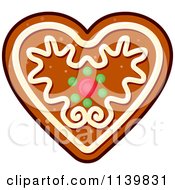 Clipart Of A Heart Gingerbread Christmas Cookie Royalty Free Vector Illustration