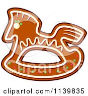 Clipart Of A Rocking Horse Gingerbread Christmas Cookie Royalty Free Vector Illustration