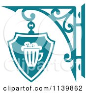 Clipart Of A Teal Pub Shingle Sign 2 Royalty Free Vector Illustration