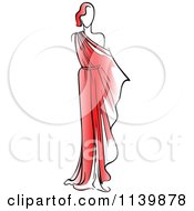 Clipart Of A Model In A Red Dress Royalty Free Vector Illustration