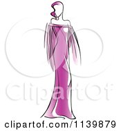 Clipart Of A Model In A Purple Dress 1 Royalty Free Vector Illustration