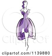 Clipart Of A Model In A Purple Dress 2 Royalty Free Vector Illustration