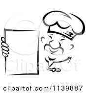 Poster, Art Print Of Black And White Asian Chef Holding A Menu