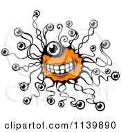 Clipart Of An Orange Virus With Eyes Royalty Free Vector Illustration