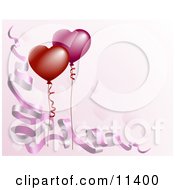 Pink Background With Ribbons And Balloons Clipart Picture