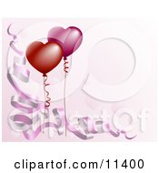 Poster, Art Print Of Pink Background With Ribbons And Balloons