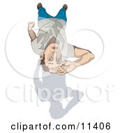 Man Looking Upwards Clipart Illustration
