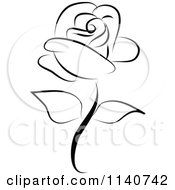 Clipart Of A Beautiful Single Black Rose 1 Royalty Free Vector Illustration by Vitmary Rodriguez #COLLC1140742-0040