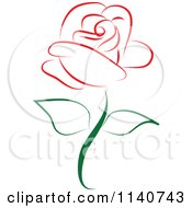 Clipart Of A Beautiful Single Red Rose 1 Royalty Free Vector Illustration by Vitmary Rodriguez #COLLC1140743-0040