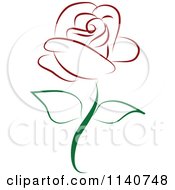 Clipart Of A Beautiful Single Red Rose 2 Royalty Free Vector Illustration by Vitmary Rodriguez #COLLC1140748-0040