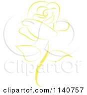 Clipart Of A Beautiful Single Yellow Rose 2 Royalty Free Vector Illustration