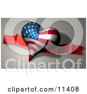 Heart With American Stars And Stripes Pattern On Independence Day Clipart Illustration