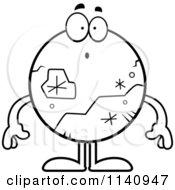 Cartoon Clipart Of A Black And White Surprised Pluto Vector Outlined Coloring Page
