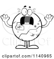 Cartoon Clipart Of A Black And White Scared Pluto Vector Outlined Coloring Page