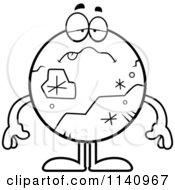 Cartoon Clipart Of A Black And White Sick Pluto Vector Outlined Coloring Page