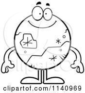Cartoon Clipart Of A Black And White Smiling Pluto Vector Outlined Coloring Page