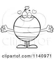 Cartoon Clipart Of A Black And White Loving Neptune Vector Outlined Coloring Page by Cory Thoman