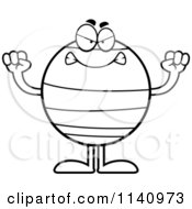 Cartoon Clipart Of A Black And White Mad Neptune Vector Outlined Coloring Page by Cory Thoman