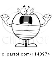 Cartoon Clipart Of A Black And White Scared Neptune Vector Outlined Coloring Page