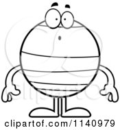 Cartoon Clipart Of A Black And White Surprised Neptune Vector Outlined Coloring Page