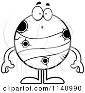 Cartoon Clipart Of A Black And White Surprised Planet Mercury Vector Outlined Coloring Page by Cory Thoman