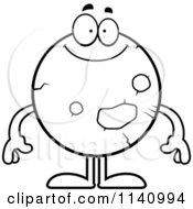 Cartoon Clipart Of A Black And White Smiling Planet Mars Vector Outlined Coloring Page by Cory Thoman