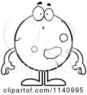 Cartoon Clipart Of A Black And White Surprised Planet Mars Vector Outlined Coloring Page by Cory Thoman