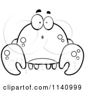 Cartoon Clipart Of A Black And White Surprised Crab Vector Outlined Coloring Page