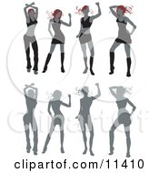 Woman Dancing With Her Silhouetted Figures Below Clipart Illustration by AtStockIllustration