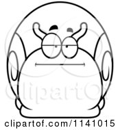 Cartoon Clipart Of A Black And White Bored Or Skeptical Snail Vector Outlined Coloring Page