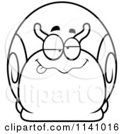 Cartoon Clipart Of A Black And White Dumb Or Drunk Snail Vector Outlined Coloring Page